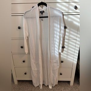 Express women’s cardigan duster spring sweater white